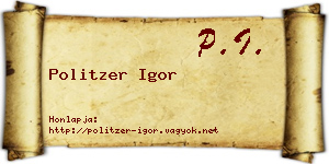 Politzer Igor névjegykártya